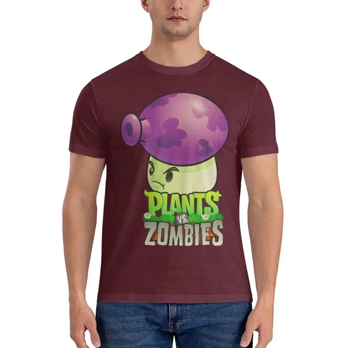 2025 نموذج جديد الفطر لعبة فيديو الرجال تي شيرت النباتات مقابل Z-الزومبي مضحك تيز قصيرة الأكمام س الرقبة تي شيرت القطن الخالص جديد أ