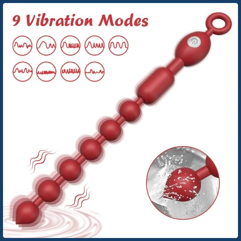 9 طرق الاهتزاز مرنة تهتز الشرج الخرز بعقب المكونات سيليكون الشرج الجنس لعب مقاوم للماء رصاصة هزاز للرجال النساء زوجين #1