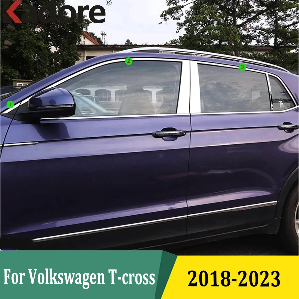 

Верхняя оконная полоса для Volkswagen VW T-cross Tcross 2018-2020 2021 2022 2023, молдинговая крышка рамы, отделка, автомобильные аксессуары