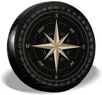 Compass Rose Cubierta de neumático de repuesto negra Cubiertas de ruedas solares UV aptas para remolques, vehículos recreativos, SUV y muchos vehículos de 15 pulgadas