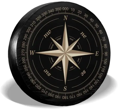 Imagen 1 del producto Compass Rose Cubierta de neumático de repuesto negra Cubiertas de ruedas solares UV aptas para remolques, vehículos recreativos, SUV y muchos vehículos de 15 pulgadas