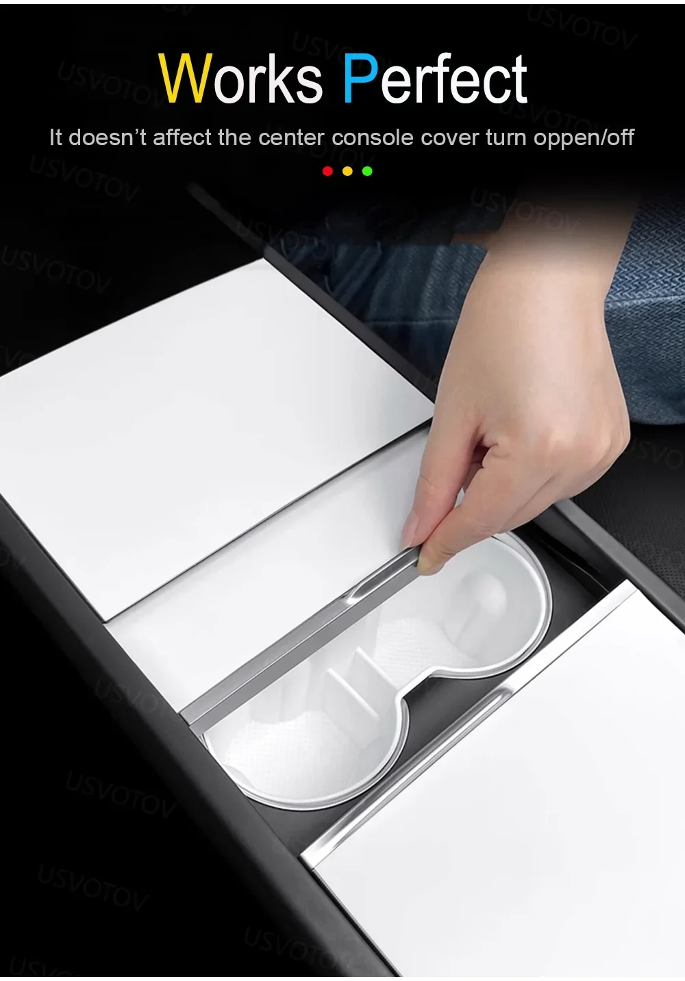 Mittelkonsolen-Organizer-Ablage für Tesla Model 3 YL Y Juniper 2026 2025 Mittelkonsole Aufkleber Armlehnen-Aufbewahrungsbox – Detail 6