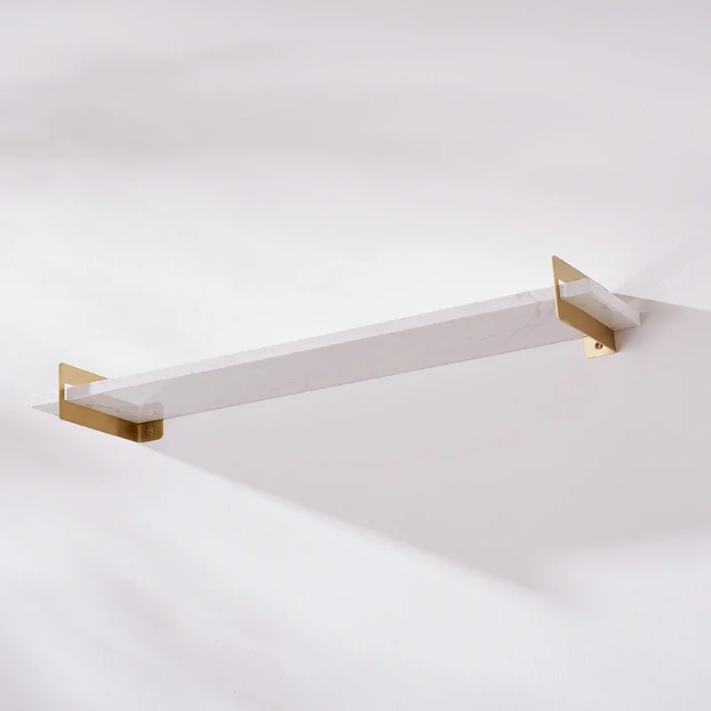 50/60cm Brass Marble Wall Shelf - Luxury Laminate Floating Sink Storage Frame, Bathroom Mirror Front Decorative Accessories