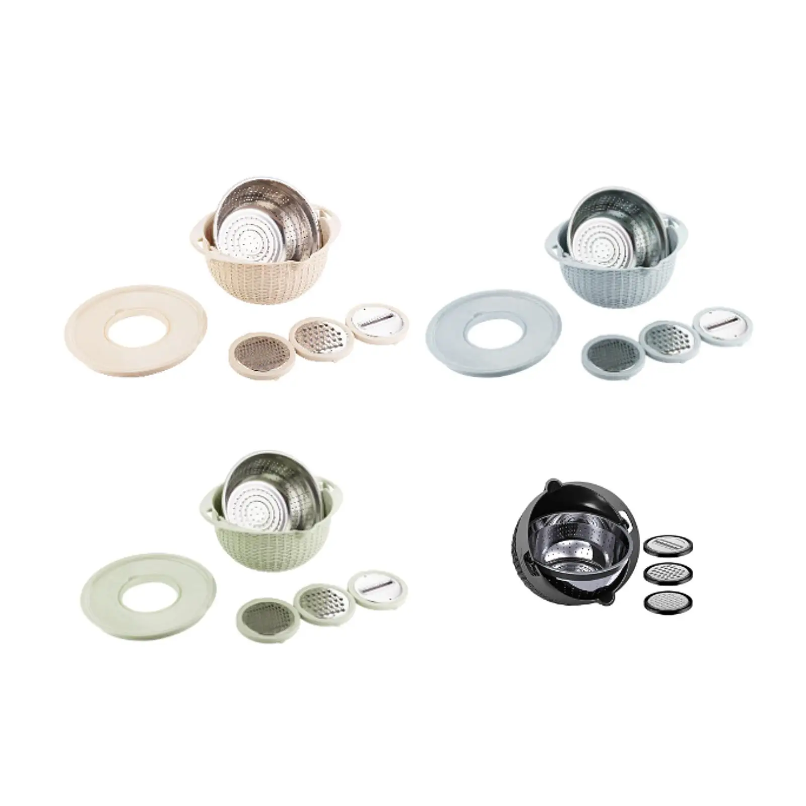 Kitchen Colander Set Fruit Cleaner Rust Resistant Utility Pasta Strainer Vegetable Slicer for Baking Grating Slicing Cooking