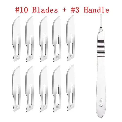 10pcs 10#--24# Carbon Steel Surgical Blades + 1pc 3# 4# Handle Scalpel DIY Cutting Tool PCB Repair Animal Surgical Knife - Image 5