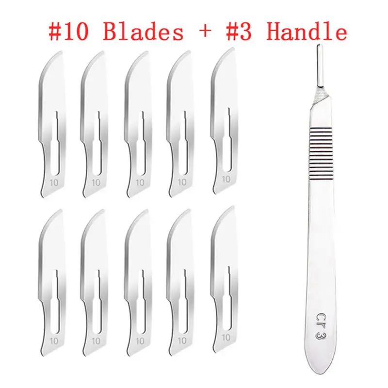 10pcs 10#--24# Carbon Steel Surgical Blades + 1pc 3# 4# Handle Scalpel DIY Cutting Tool PCB Repair Animal Surgical Knife - Image 5