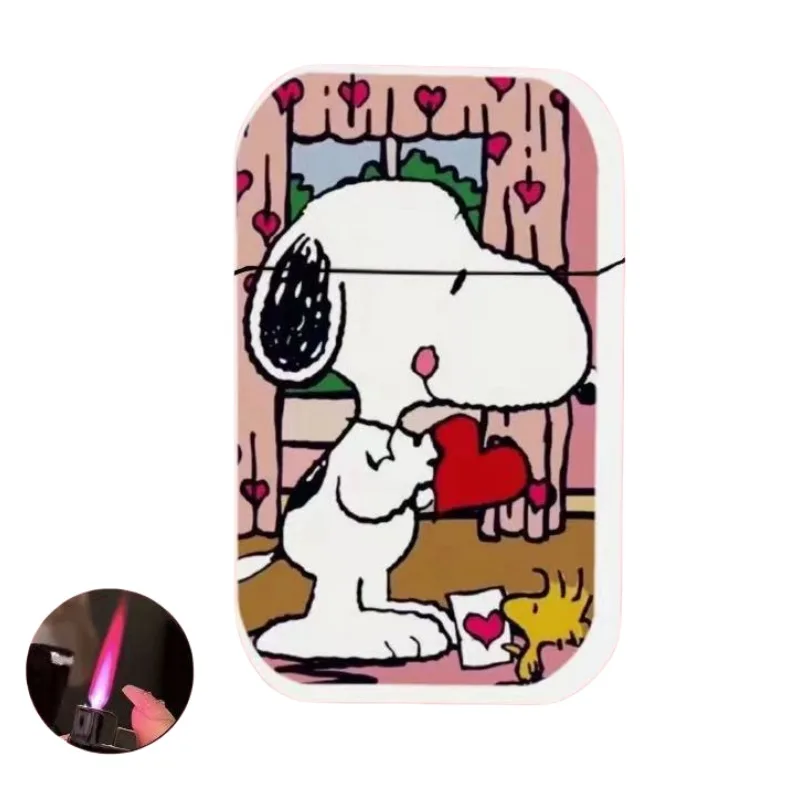 Snoopy animation peripheral creative cartoon lighter cute dog windproof cigarette lighter pink flame gift for friends wholesale