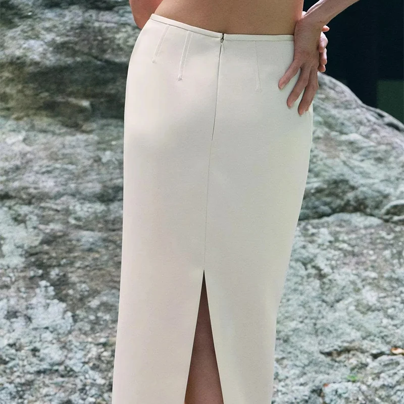 Z jupe tube droite en satin de soie pour femme élégante polyvalente qualité printemps 2025 fibre de polyester 00% jupe premium pour femme