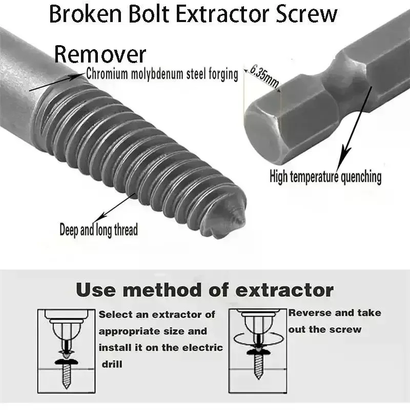 5/6Pcs Broken Bolt Extractor Set Electric Screw Remover With Center Drill Bits For Easy Thread Removal Tool Set