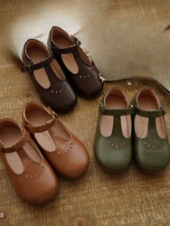 HoneyCherry New Girls Flats Soft Shoes Kids Children Princess T-strap Shoes Toddler Dress Ballet Baby Fashion Shoes
