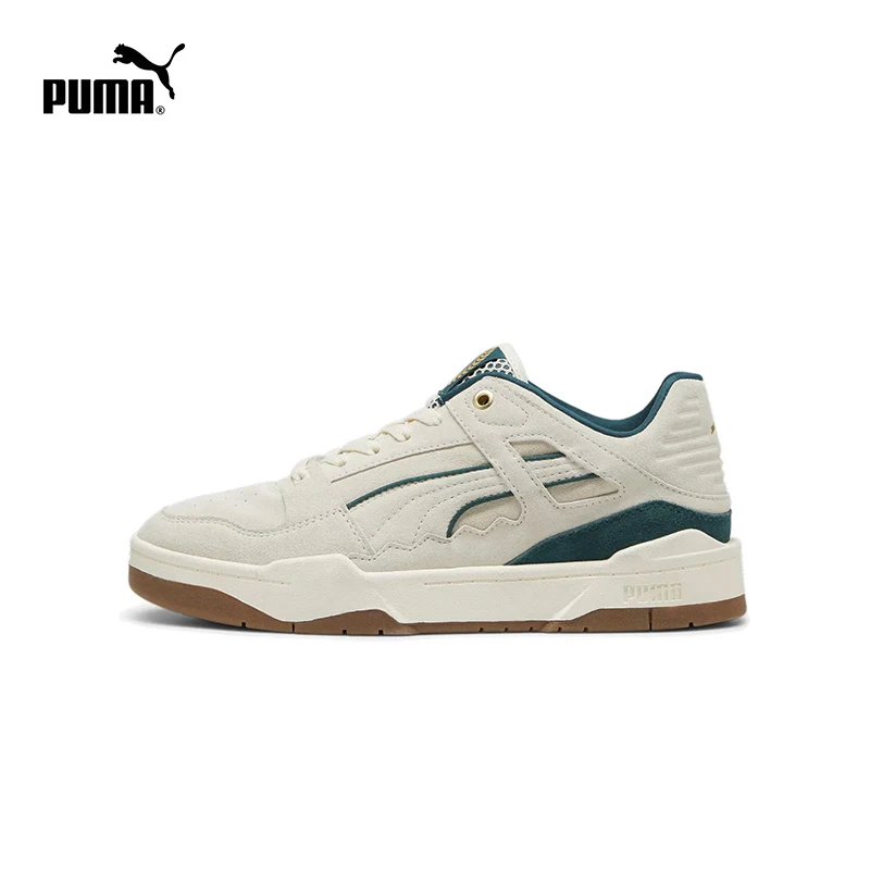 Original Puma Slipstream Men \'s Boarding Shoes Lace-up Non-slip Wear-resistant Low-top Rice Green Sneakers 393545-01