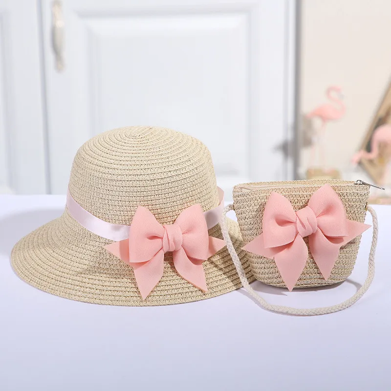 Children Straw Sunscreen Sun Hat Kids Girls Summer Fashion Hat Bag For Girls Cool Hat Girl Cute Breathable Baby Accessories