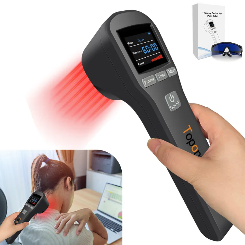 Fisioterapia a laser frio para dor de artrite no pescoço, dispositivo de terapia de luz vermelha para humanos, médicos, animais domésticos, 20 diodos, 650nm + 808nm