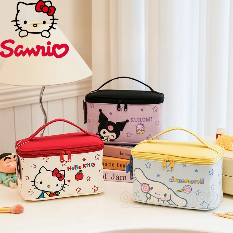 

Sanrio Hello Kitty New Portable Cosmetic Bag Embroidery Fashion Women's Cosmetic Bag Large Capacity Leisure Storage Wash Bag