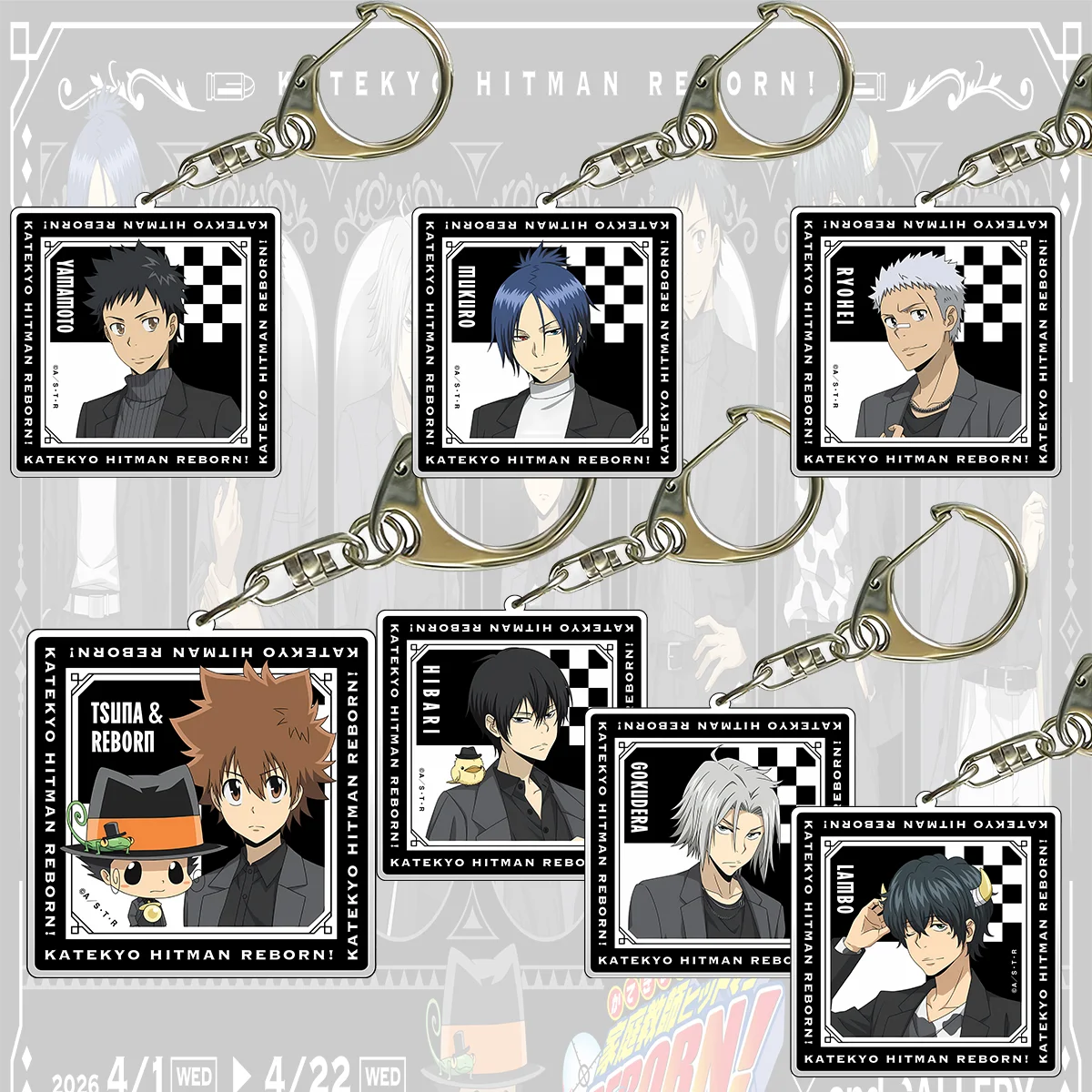 Katekyo Hitman REBORN! Llavero de acrílico de 6 cm, Colección Vongola Family Anime Merch, Colgante para Bolsa, Regalo para Fans