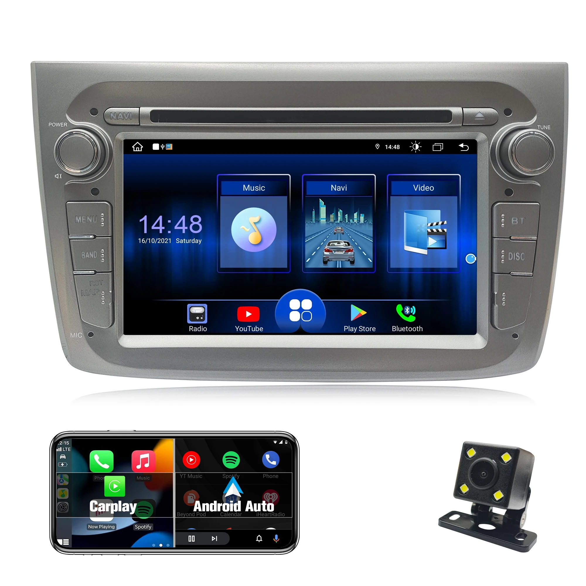 

Android car radio for Alfa Romeo Mito 2008-2016 stereo screen Carplay Android Auto Bluetooth GPS Navigation FM radio 7’ [8+128G]