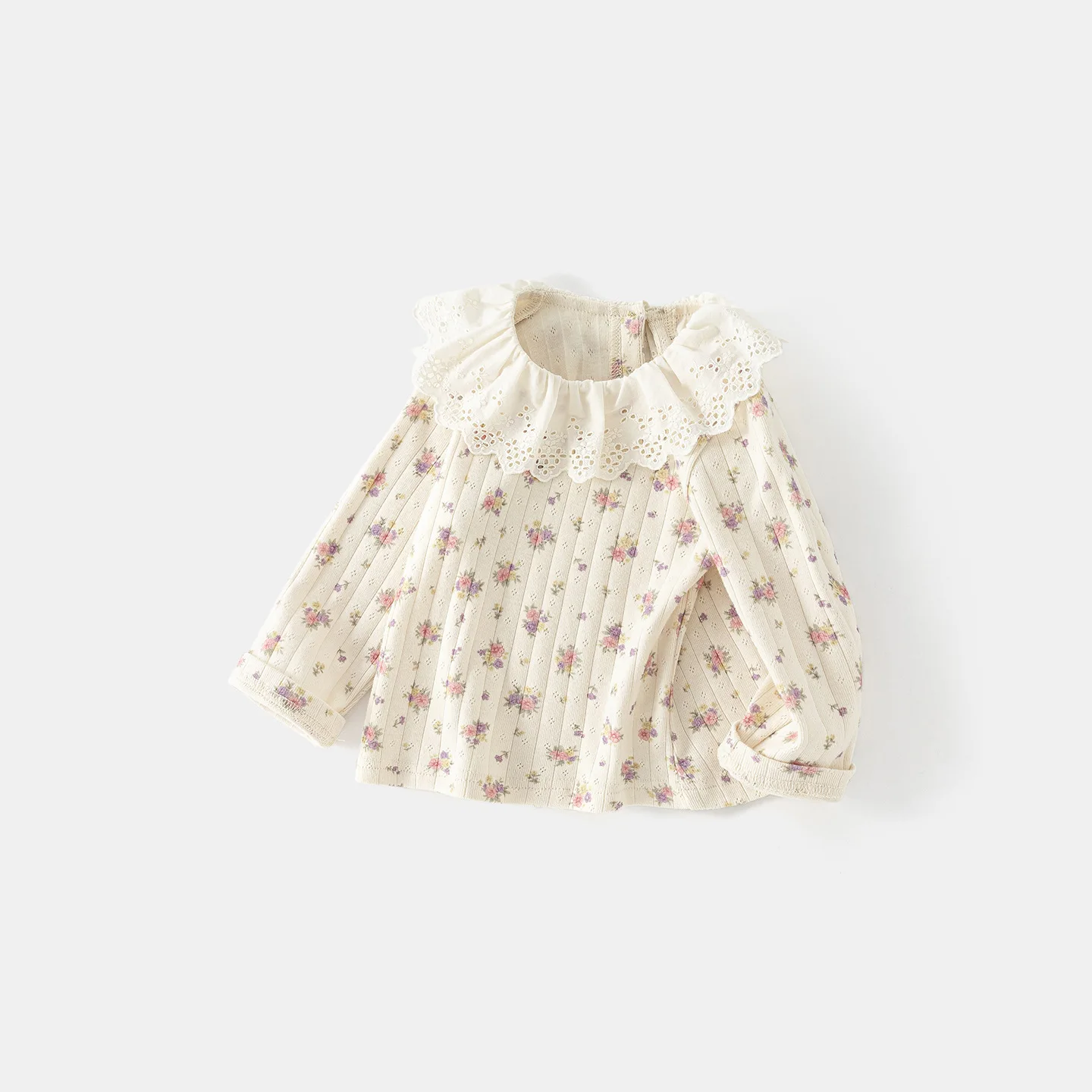 Girls Autumn T Shirt 2026 New Floral Cute Baby Girl Shirt Top Childrens Spring and Autumn Lotus Leaf Collar Clothes