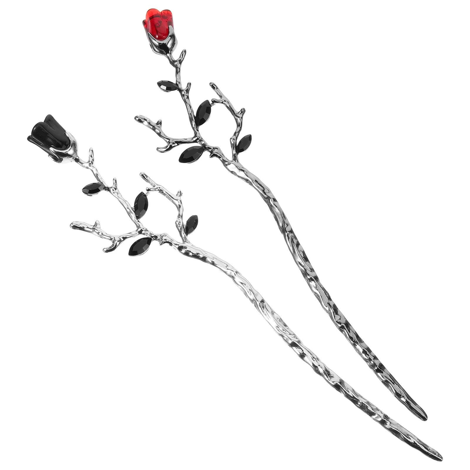 2 Pcs Hair Accessories Rose Branch Hairpin Sticks Flower Dedicated Chopstick Bun Holder Bride