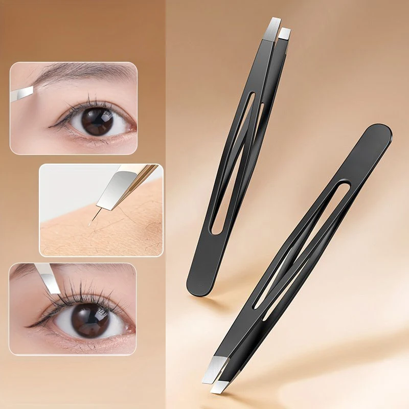 Black/Silvery 1-piece High Precision Eyebrow Tweezers Eyebrow Plucking Beard Artifacts False Eyelash Tweezers men's Special Set