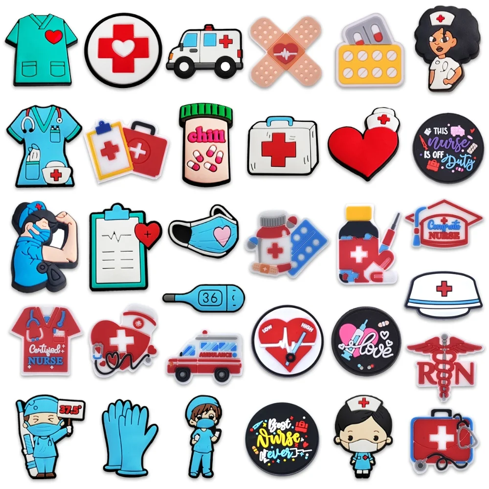 

32PCS Medical Shoe Decor Charms, Doctors Nurses Themed Charms for Shoe Wristband Decor, PVC Shoe Charm Accessories