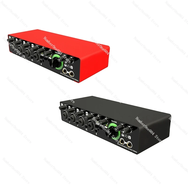 

Professional Microphone Sound Card 24Bit 192Khz 4 Way Audio Interface for Podcast Recording Music Instrument