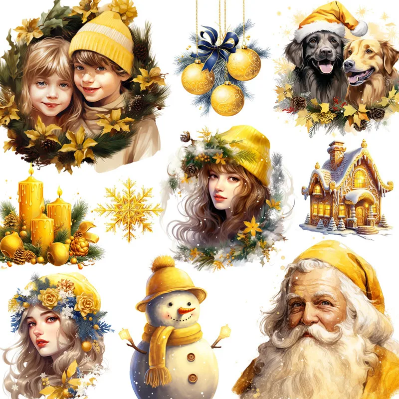 Yellow Christmas Stickers Crafts And Scrapbooking stickers kids toys book Decorative sticker DIY Stationery