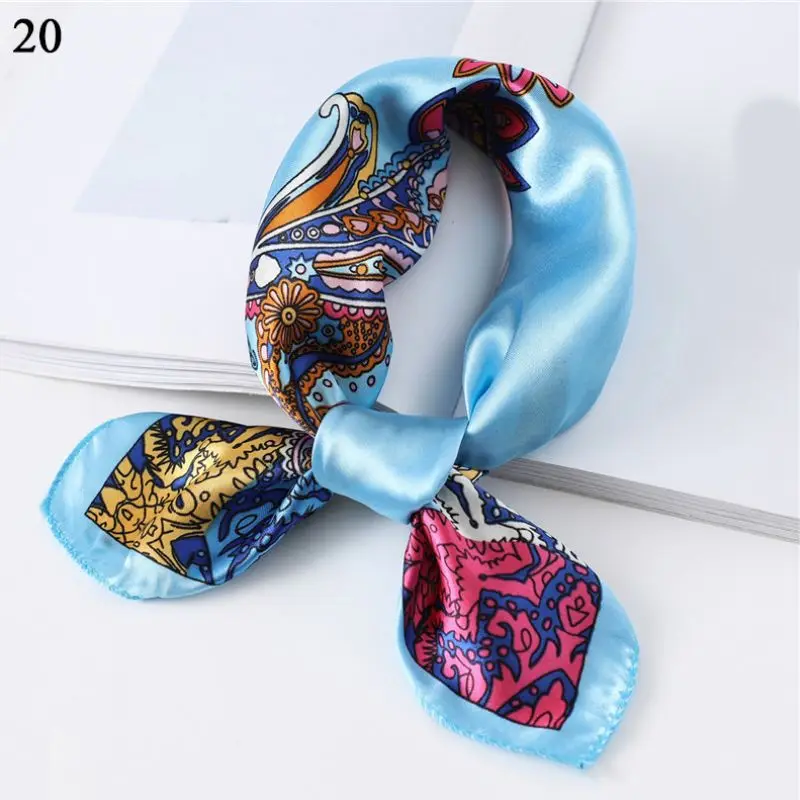 Lady Office Neckerchief Striped Leopard New Square Neck Scarf Women Silk Hair Band Small Foulard Shawls and Wraps Oil Panting