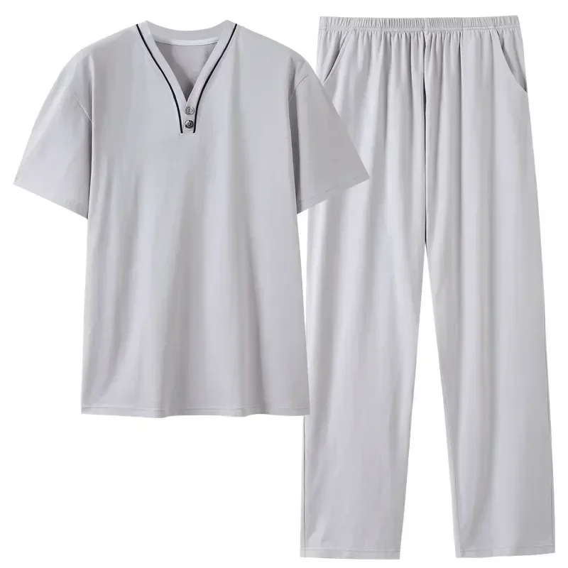 Pants Summer Tops+long Modal Newest Sleepwear Short Sleeve Set Pajamas Pyjamas 2pcs Men