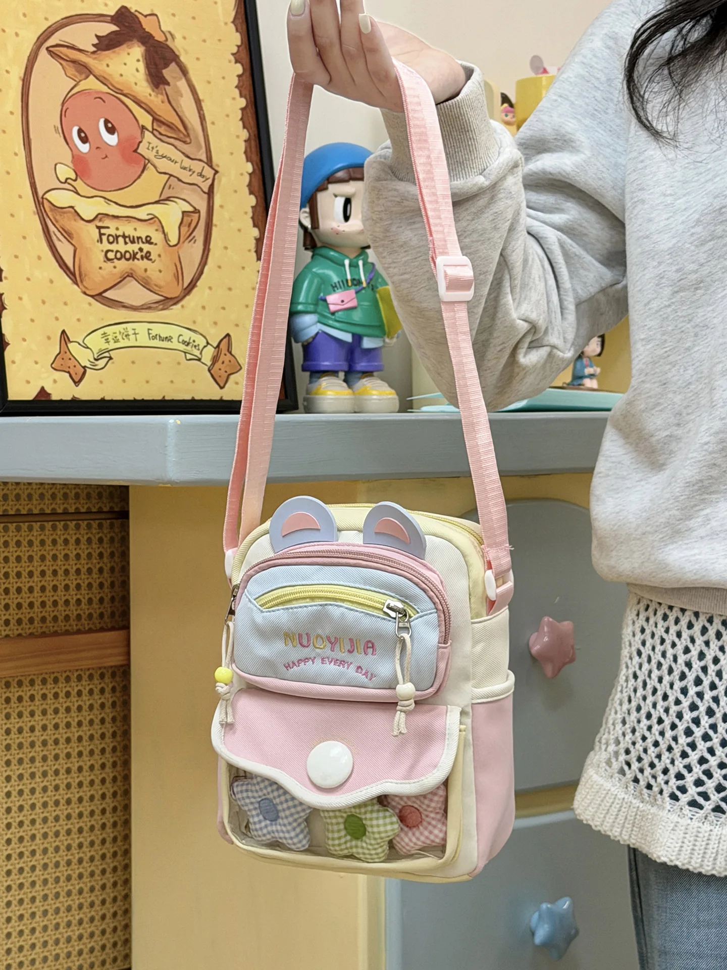 Ladies' Backpack Vitality Sweet Girl Macaron Color Blocked Crossbody Bag Cute Cat Ear Student Party Daily Street Travel Versatil