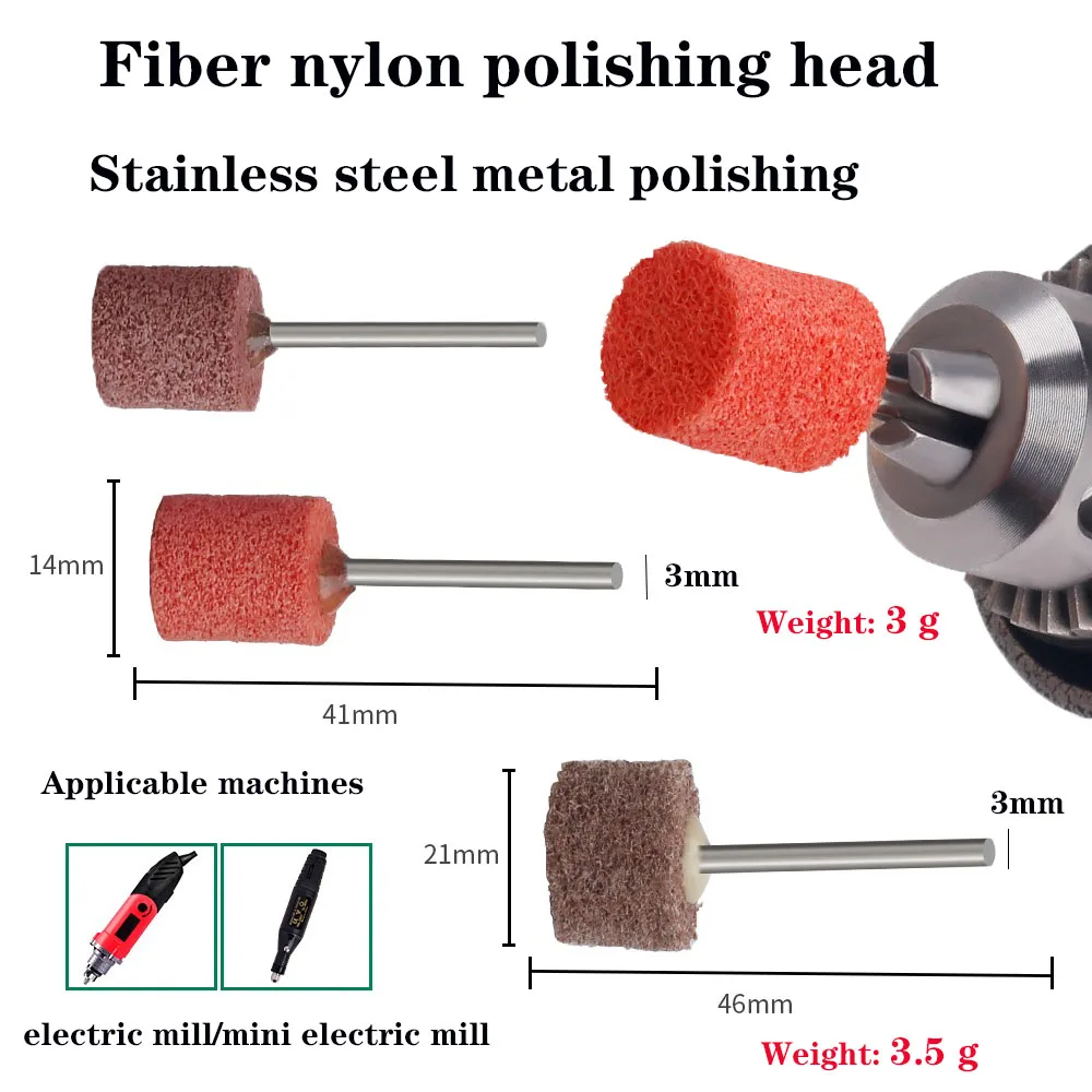 

5pcs Fiber wheel nylon grinding head cylindrical grinding point polishing wheel deburring Nylon fiber grinding head