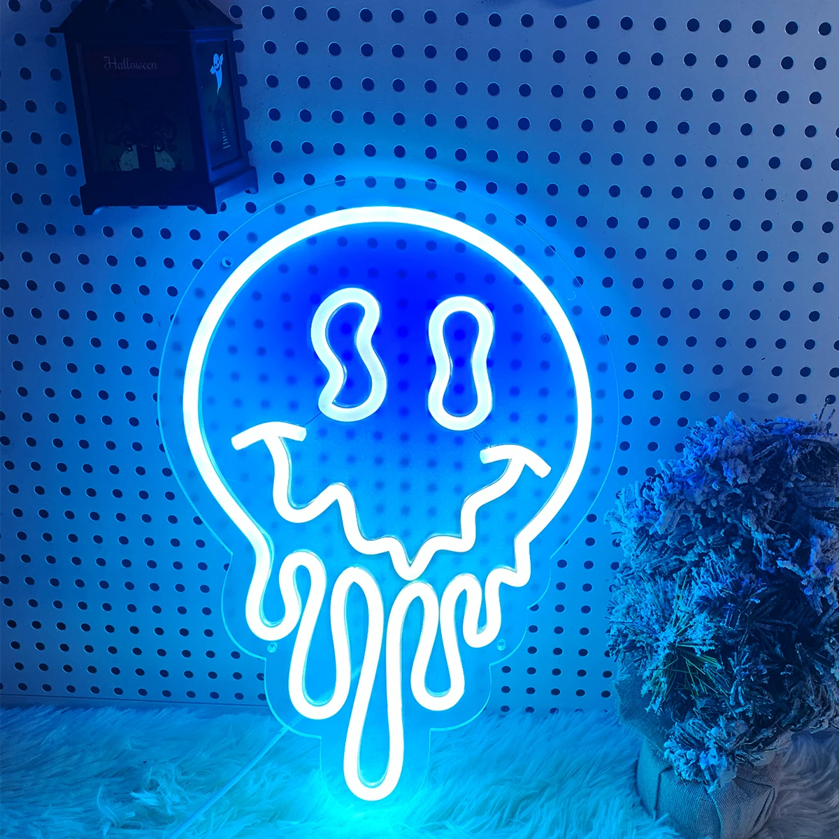 Smiling face shape neon lamp, applicable, bedroom room decoration, bar, birthday party, create atmosphere Neon