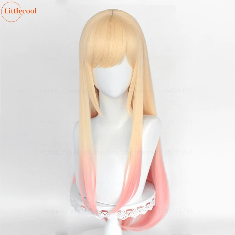 High Quality Anime Marin Kitagawa Cosplay Wig 80cm Long Straight Pink Dyeing Ombre Heat Resistant Synthetic Hair Wigs + Wig Cap image 2