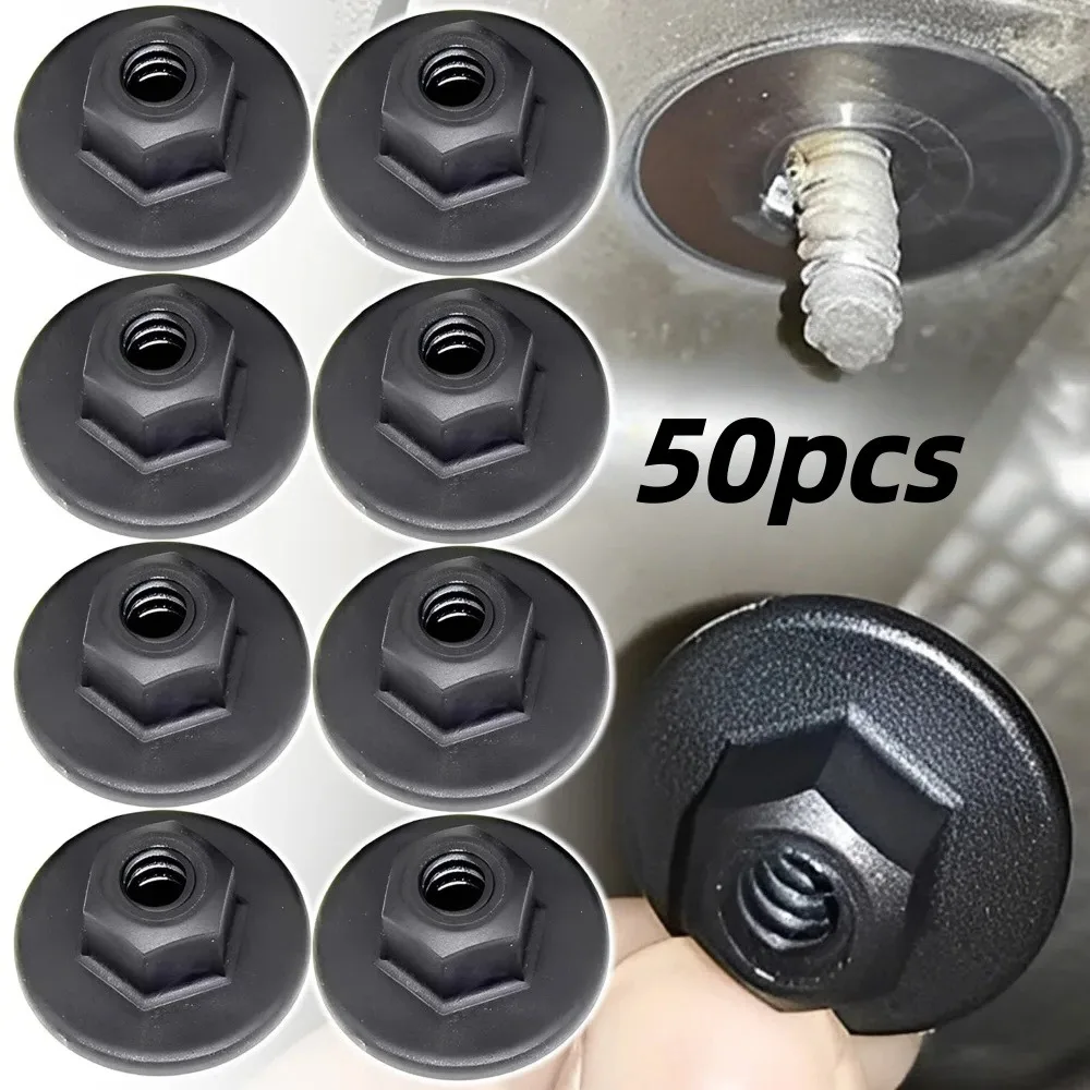 50pcs Exterior Plastic Body Nut Flange Clips for BMW X3 X5 X6 Underbody Shield Retainer Self Tapping Screw Fastener Grommet Nut