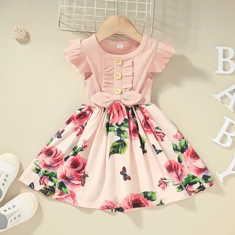 Baby Girls Adorable Robes School Homecoming Day Dress Kid Summer Floral Clothing Toddler Fashion Casual Frocks 2024 Party Gowns