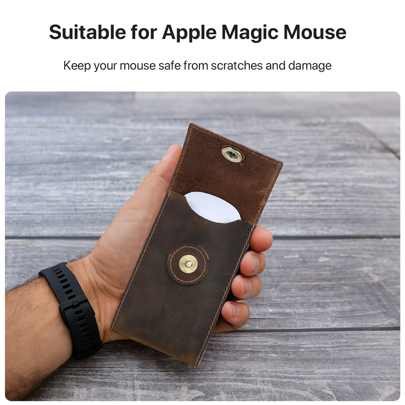 CONTACTS FAMILY Genuine Leather Pouch For Apple Magic Mouse 1/2/3/4 Generation Wireless Mice Gaming Mouse Small Bag