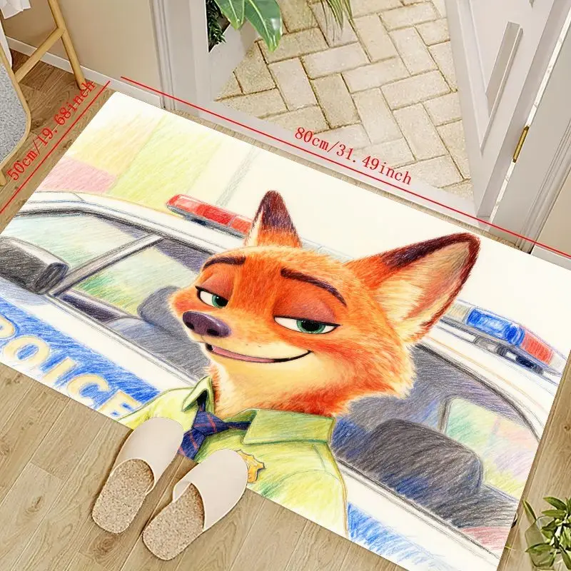 

1 шт. Zootopia Nick Wilde полицейский мультяшный напольный коврик, яркий коврик с анимационным персонажем для гостиной, спальни, детской игровой комнаты Hom