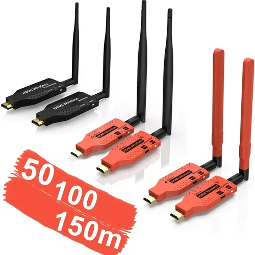 Imagen 2 del producto Extensor HDMI inalámbrico de 150m, transmisor y receptor de vídeo de 100m, adaptador de pantalla inalámbrica de 50m para cámara, TV, Stick, PC para monitorear
