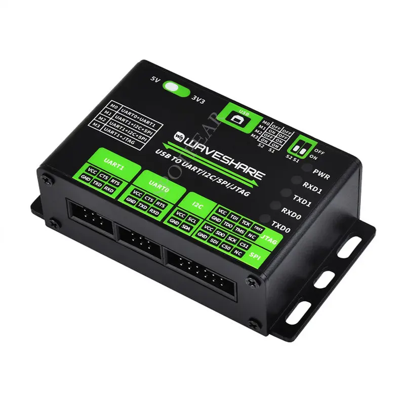USB to UART/I2C/SPI/JTAG Multi-Interface Converter, Compatible with 3.3V and 5V, Multi-System Support