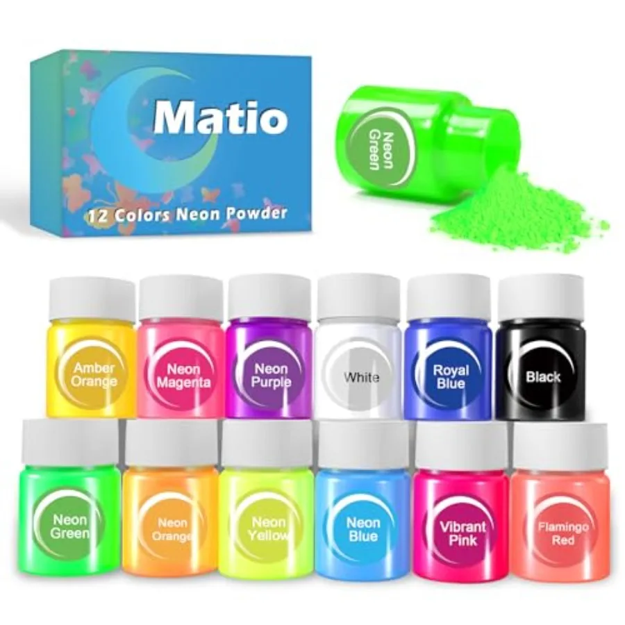 

Неоновый пигментный порошок, 12 цветов, набор флуоресцентных пигментов из слюды, 10 г/флакон, яркие цвета для эпоксидной смолы, дизайна ногтей, стаканов и т.д.