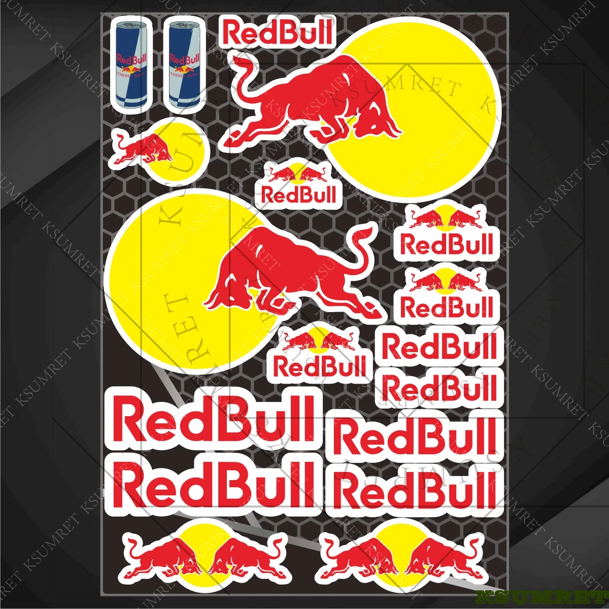 

Набор наклеек для мотоцикла Red Bull: эмблема, логотип, декор для бака