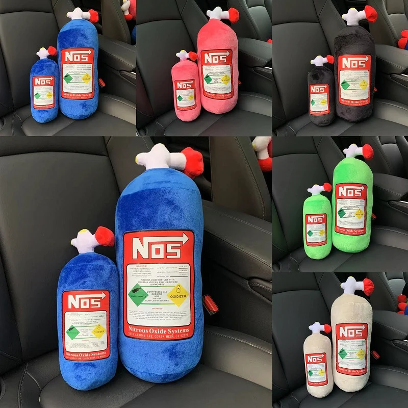 2026 New Car Neck Pillow Car Headrest for Driver Front Passenger Seat NOS Bottle Pillow Car Decor Headrest Cushion Plush Pillow