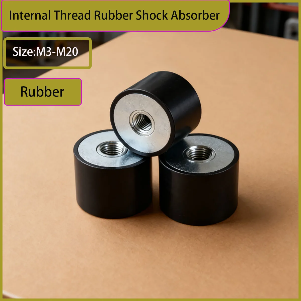 

DE-Type Female Thread Rubber Shock Absorber - M3-M20 Anti Vibration Isolation Mount Crash Pad Damper for Industrial