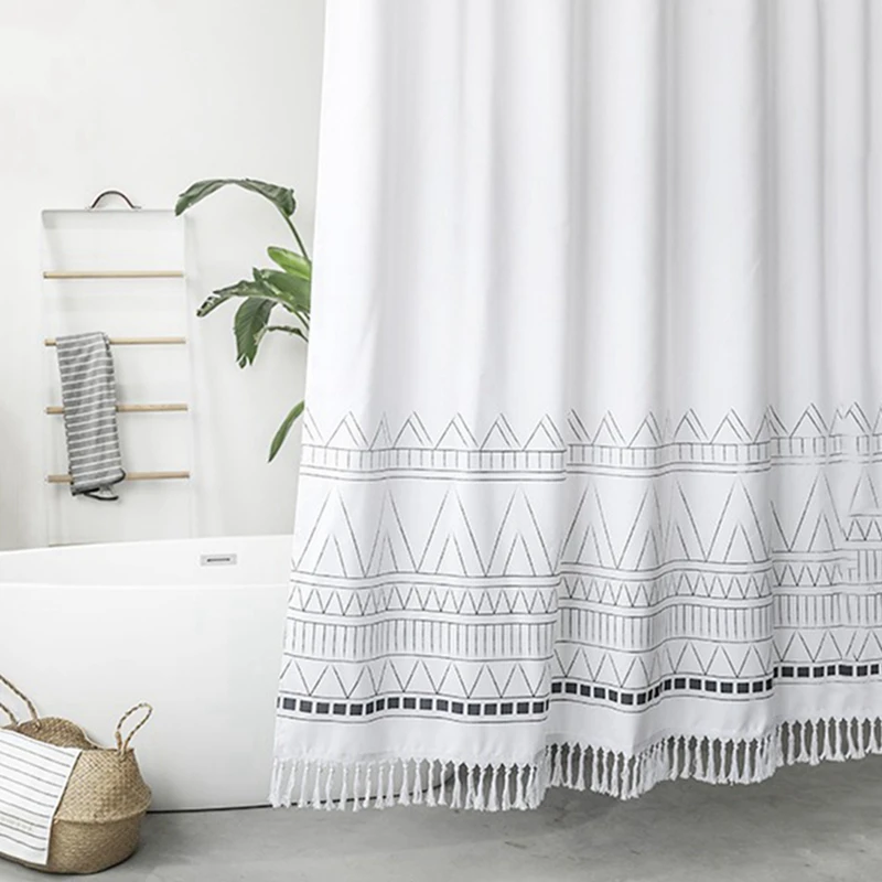 Not in/NEW Shower Curtain with Tassel, Bathroom Partition Tools, Waterproof Tarpaulin, Home Hanging Curtain Decoration