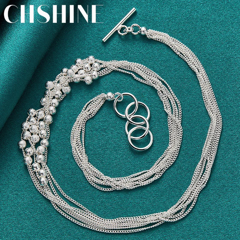 CHSHINE 925 Sterling Silver Multi Chain Beads OT Buckle 18 Inch Necklace For Women Wedding Charm Engagement Fashion Jewelry