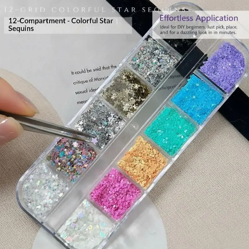 Five Pointed Star Nail Glitter Mixed Laser Sequins High Shine for Professional Nail Artist DIY Creation