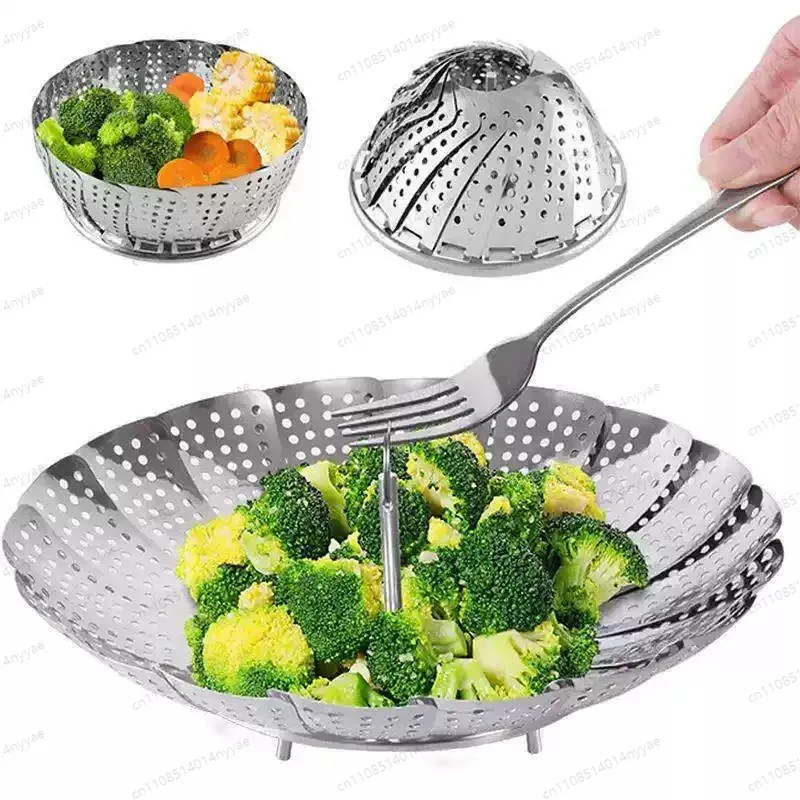 1 Stainless Steel Folding Steamer Basket – Versatile, Foldable Steamer Insert for Healthy Cooking – A Multi-purpose Kitchen