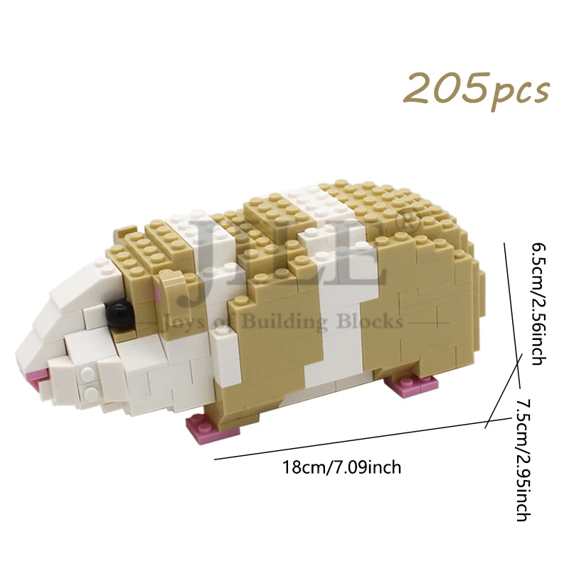 205 قطعة MOC الطوب خنزير غينيا الهامستر ماوس نموذج اللبنات لطيف الحيوانات الأليفة مجموعة الإبداعية لعبة طفل عيد ميلاد هدية الكريسماس #6