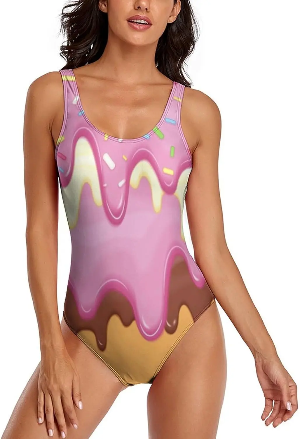 

Luxy Trio Sweet Doughnut Dripping Glaze Women's One Piece Swimsuits Athletic Training Swimwear Bathing Suits