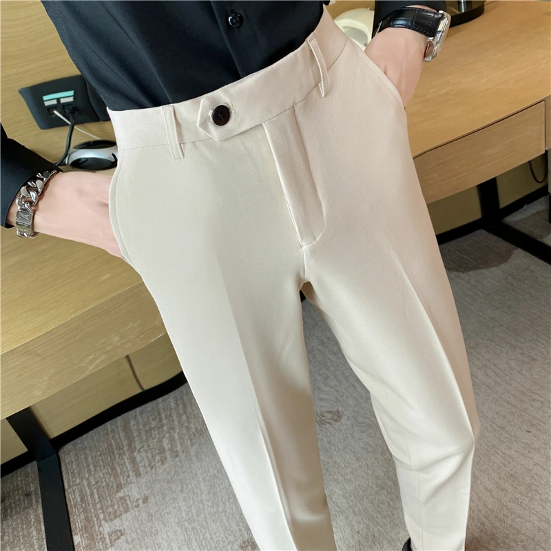 Groom White Suit Pants Men Formal Wear Dress Trousers Slim Fit Trousers Men Business Pants Men High Quality Dress Suits Pants 36