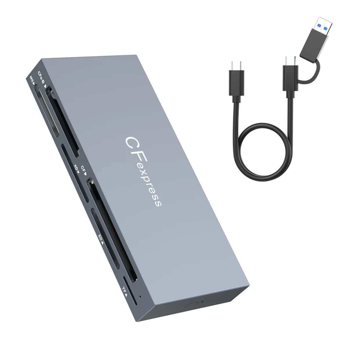 قارئ بطاقات A26P 6 في 1 CFexpress من النوع B لذاكرة محول CFexpress من النوع B/SD/TF/CF/XD/MS، USB 3.2 Gen 2 10Gbps CFexpress